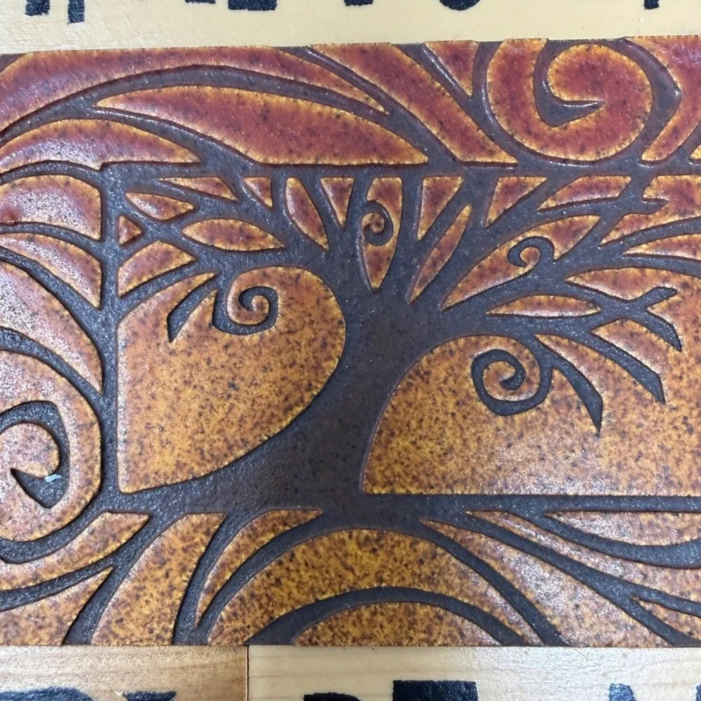 Macone Clay Wood Ceramic Art Plaque Sun Tree Boho Cottagecore Inspiration 9.5